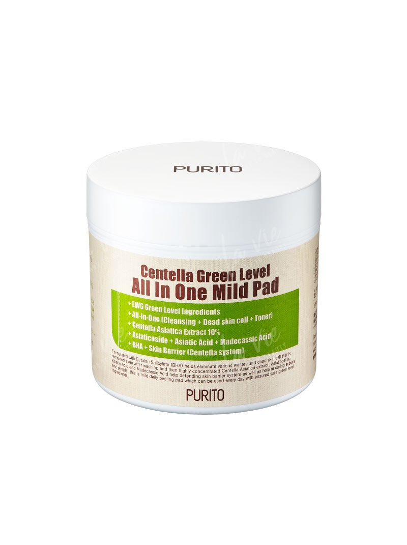 Purito - Centella green level all in one mild pad Oczyszczająco-pielęgnujący tonik-esencja 70 płatków 130 ml